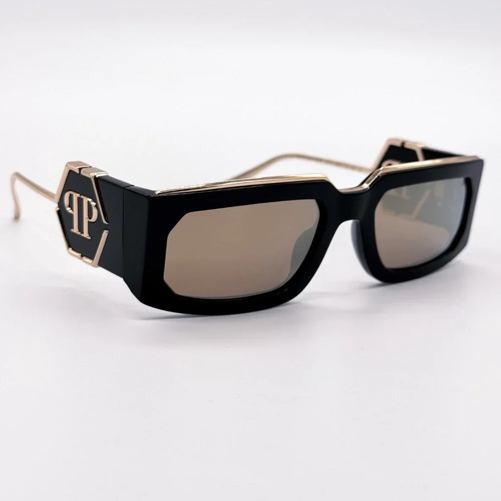 NEW PHILIPP PLEIN ROSE VENUS SPP119M 700G SHINY BLACK MEN SUNGLASSES